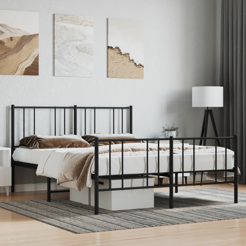 Metal Bed Frame With Headboard And Footboard 153X203 Cm Queen Size