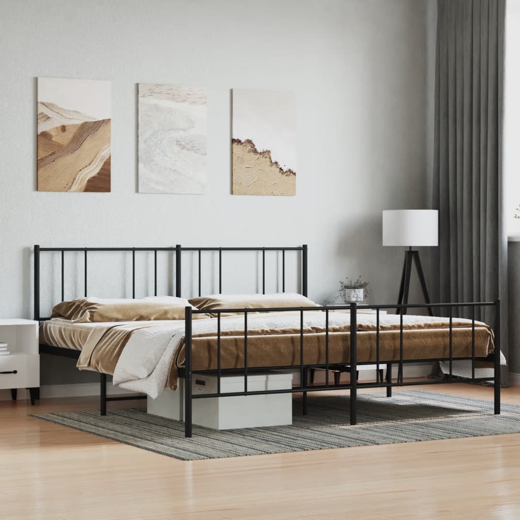 Metal Bed Frame With Headboard And Footboard 153X203 Cm Queen Size