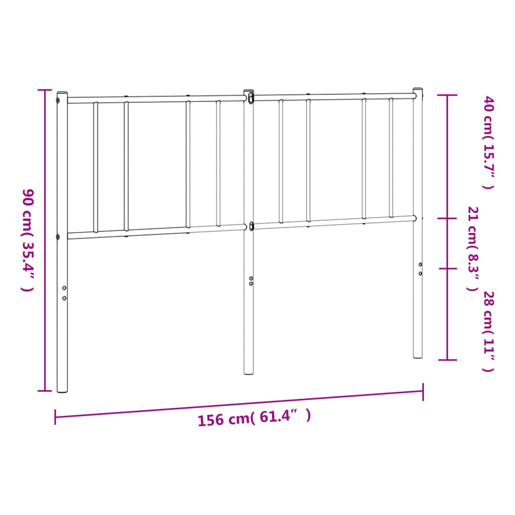 Metal Headboard Black 152 cm