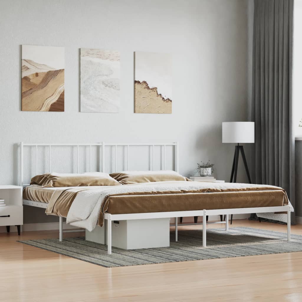 Metal Bed Frame With Headboard And Footboard 153X203 Cm Queen Size