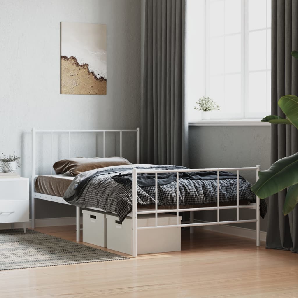 Metal Bed Frame With Headboard And Footboard 153X203 Cm Queen Size