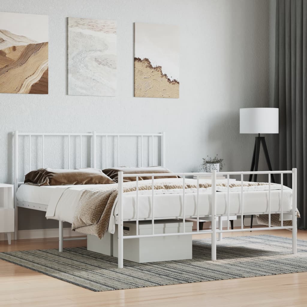 Metal Bed Frame With Headboard And Footboard 153X203 Cm Queen Size