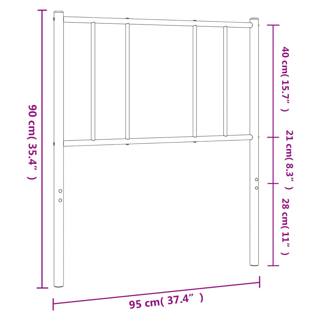 Metal Headboard White 90 cm