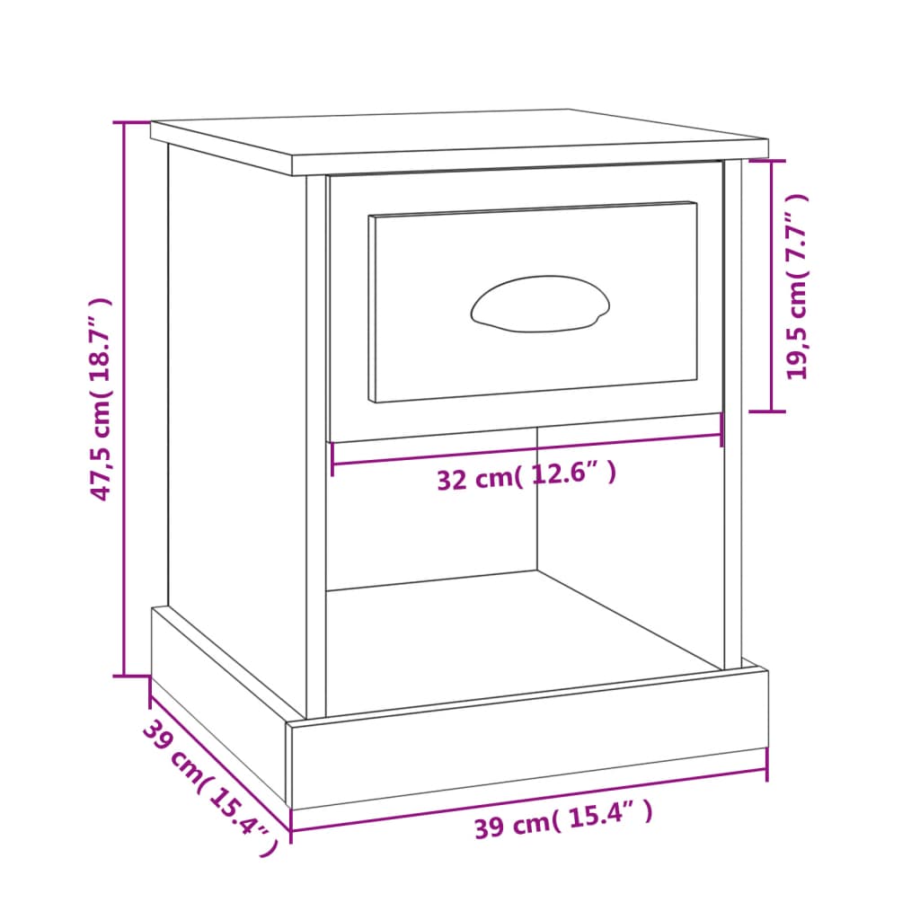 Bedside Cabinet Grey Sonoma 39x39x47.5 cm Engineered Wood