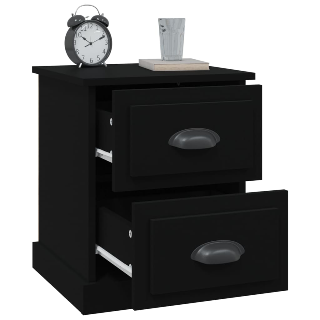 Bedside Cabinets 2 pcs Black 39x39x47.5 cm Engineered Wood