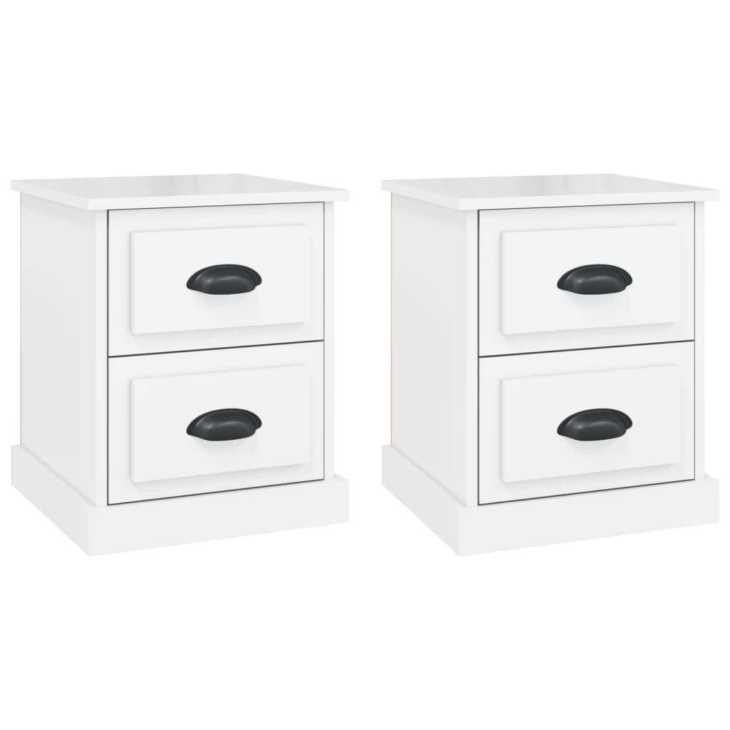 Bedside Cabinets 2 pcs High Gloss White 39x39x47.5 cm Engineered Wood