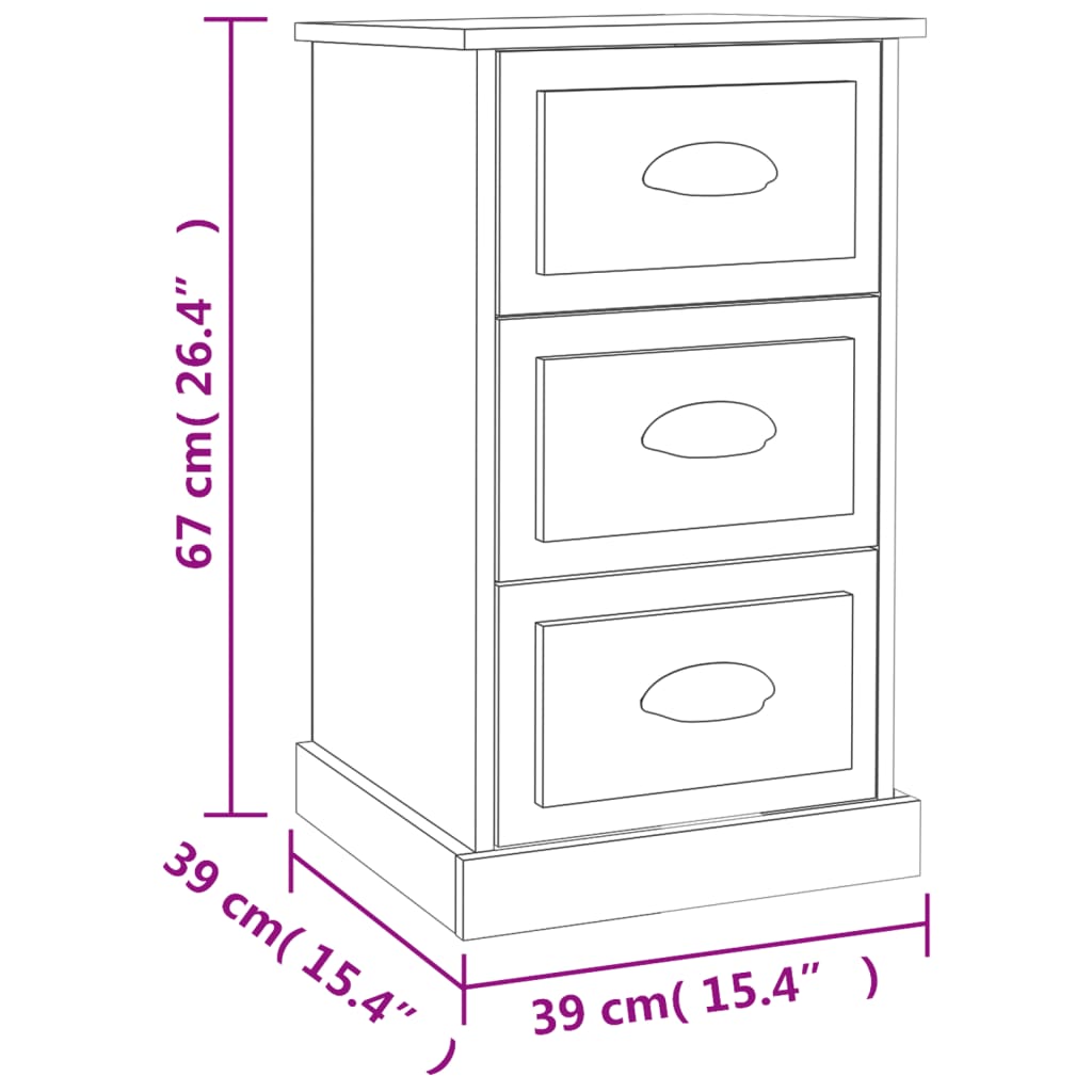 Bedside Cabinet White 39x39x67 cm Engineered Wood