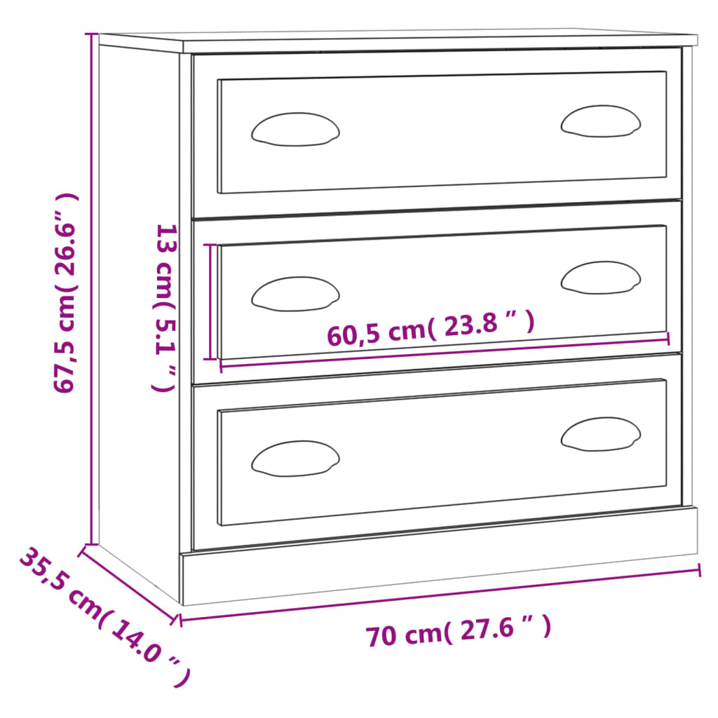 Sideboard 70X35.5X67.5 Cm Engineered Wood