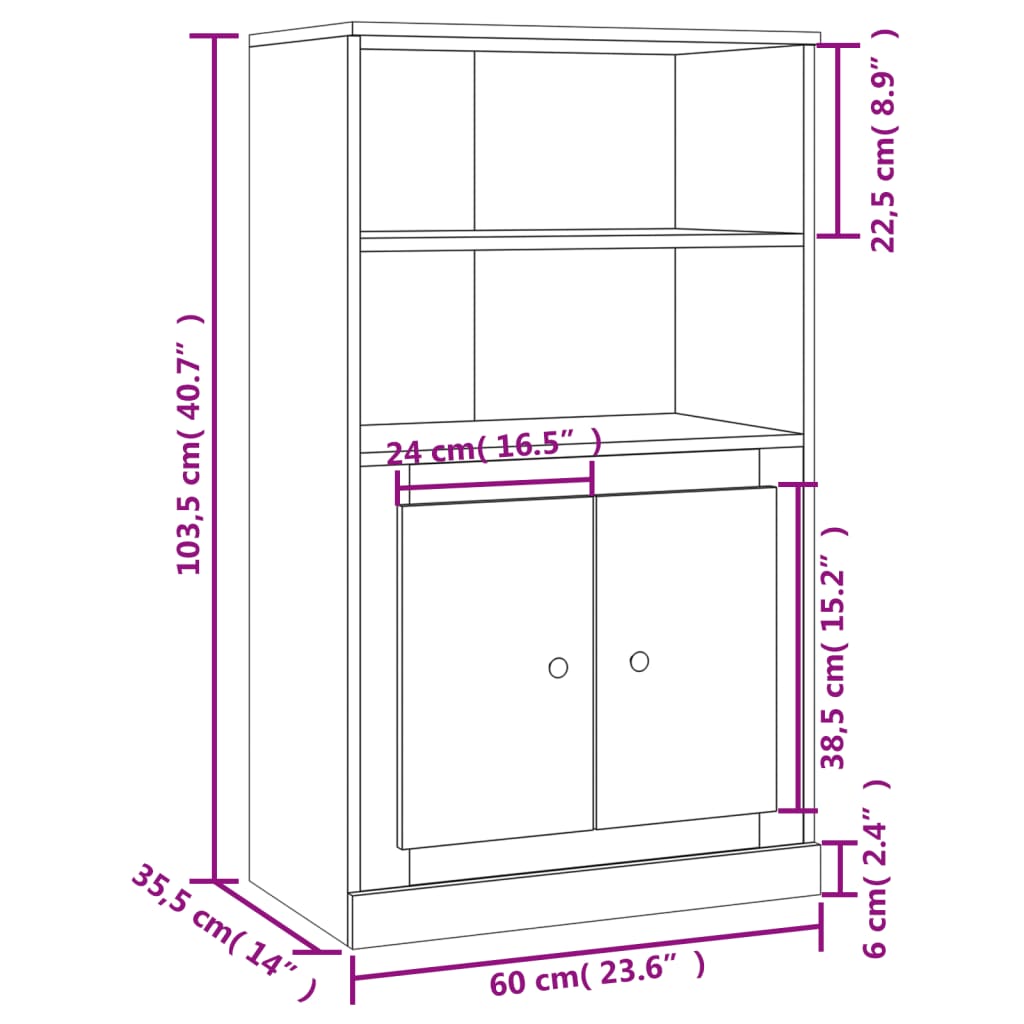 Highboard 60X35.5X03.5 Cm Engineered Wood