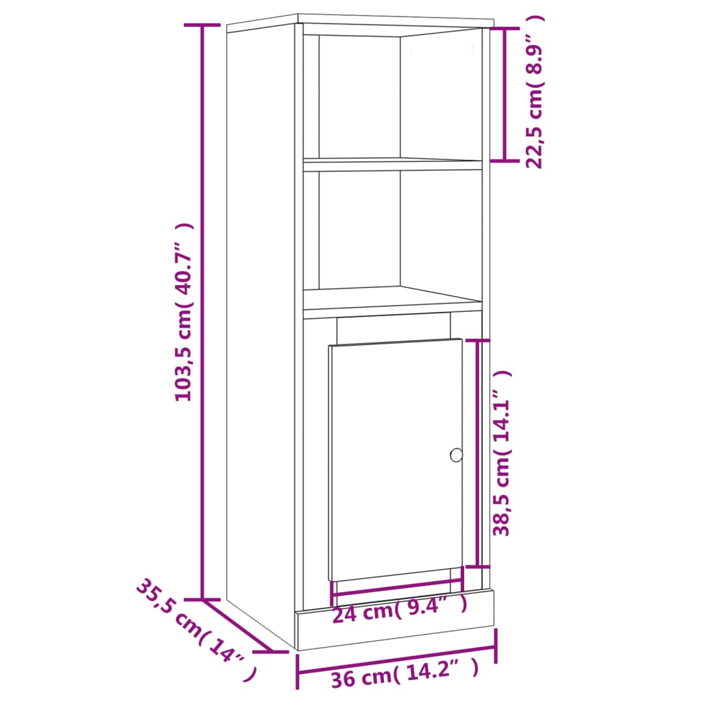 Highboard 36X35.5X03.5 Cm Engineered Wood