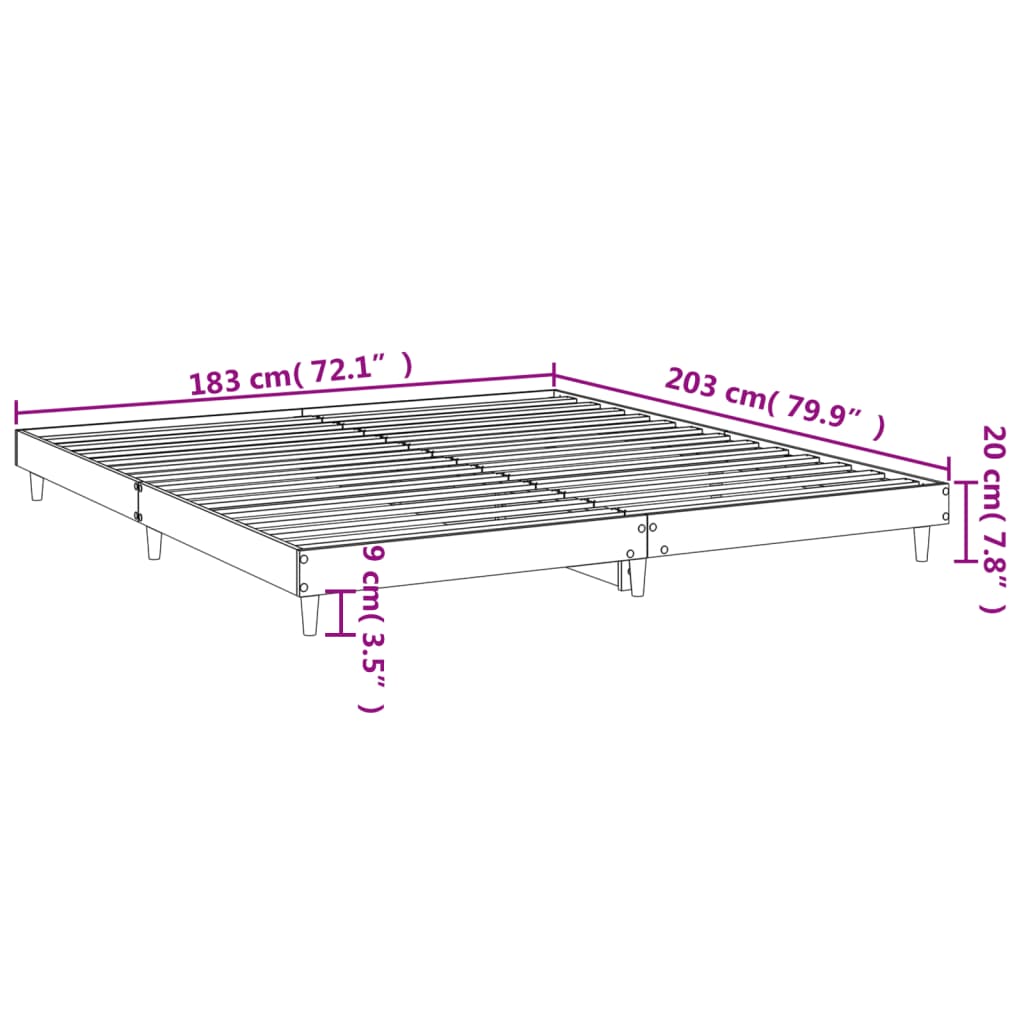 Bed Frame 183X203 Cm King Size Engineered Wood