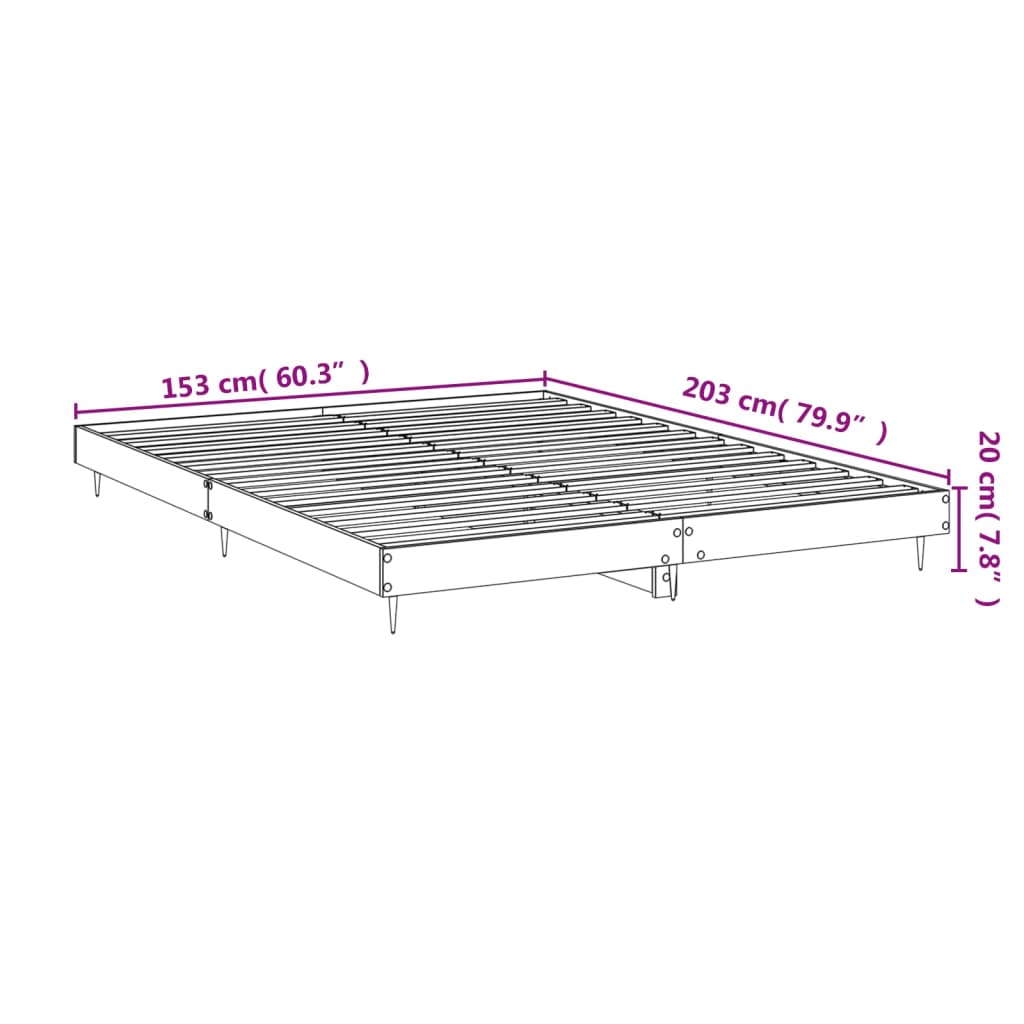 Bed Frame 153X203 Cm Queen Size Engineered Wood