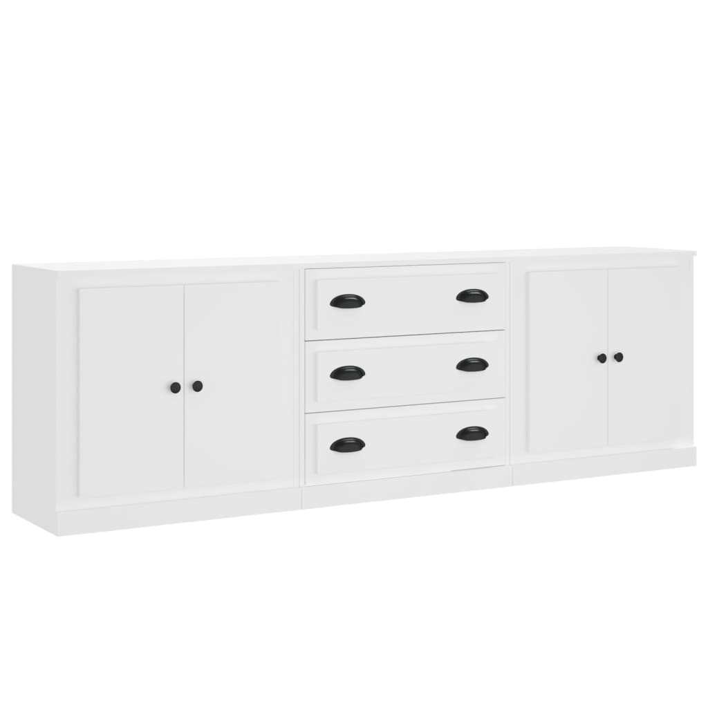 Sideboards 3 pcs White Engineered Wood