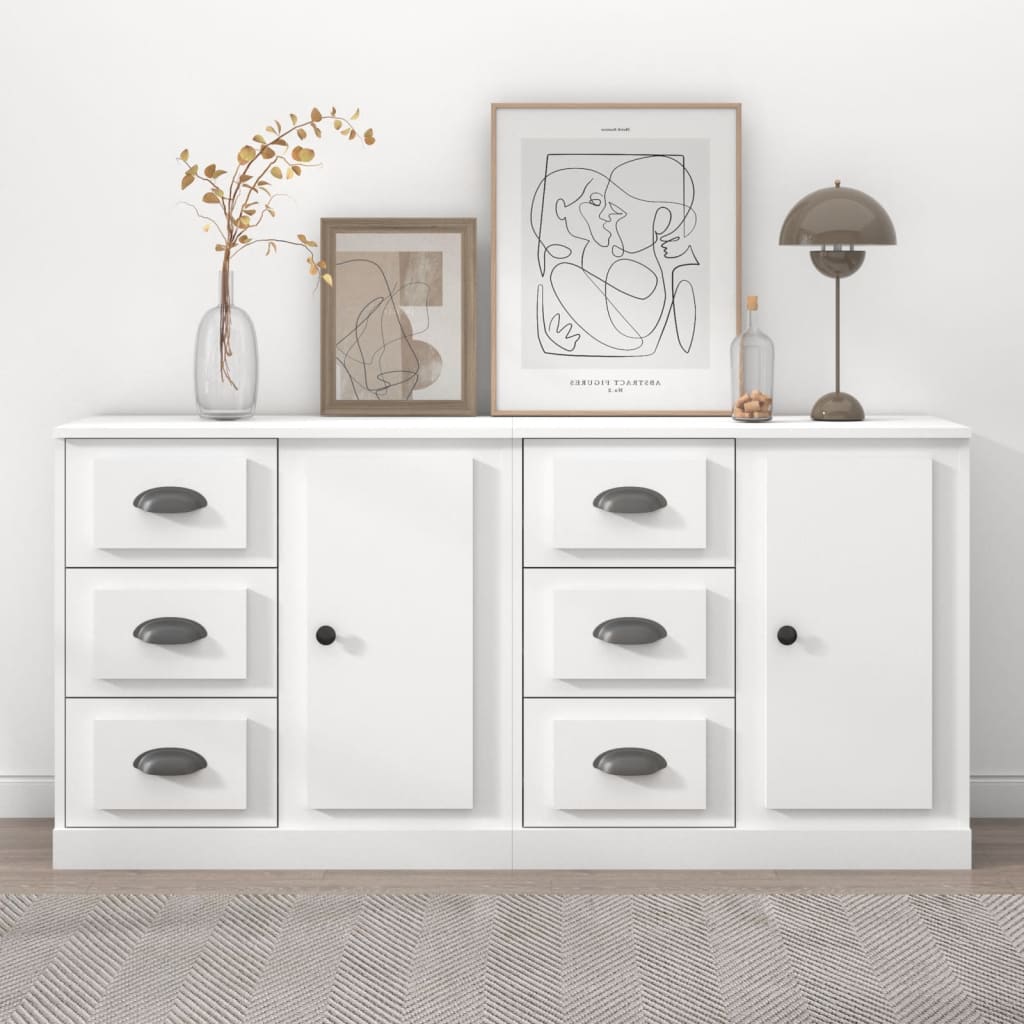 Sideboards 2 pcs White Engineered Wood