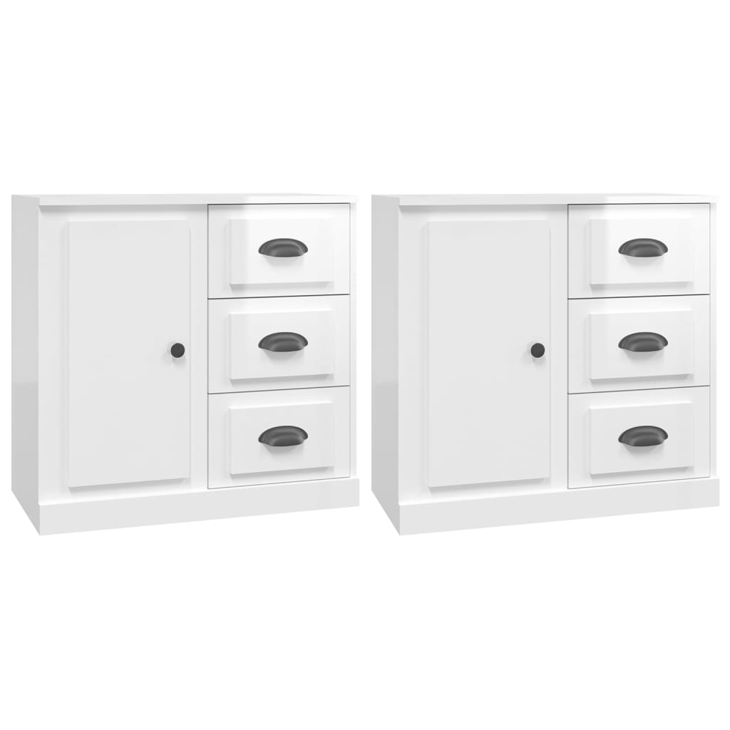 Sideboards 2 pcs High Gloss White Engineered Wood