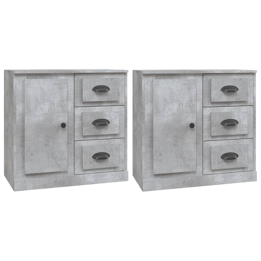 Sideboards 2 pcs Concrete Grey Engineered Wood