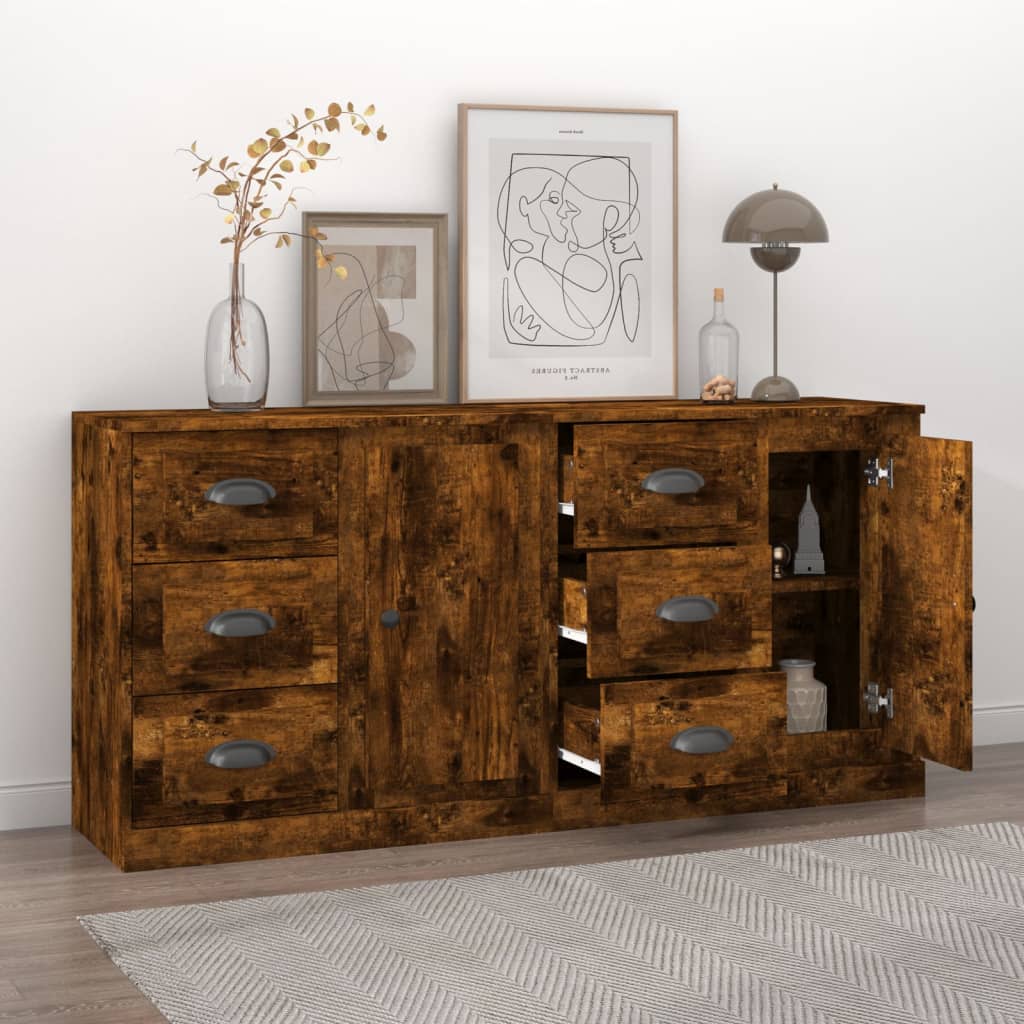 Sideboards 2 pcs Smoked Oak Engineered Wood