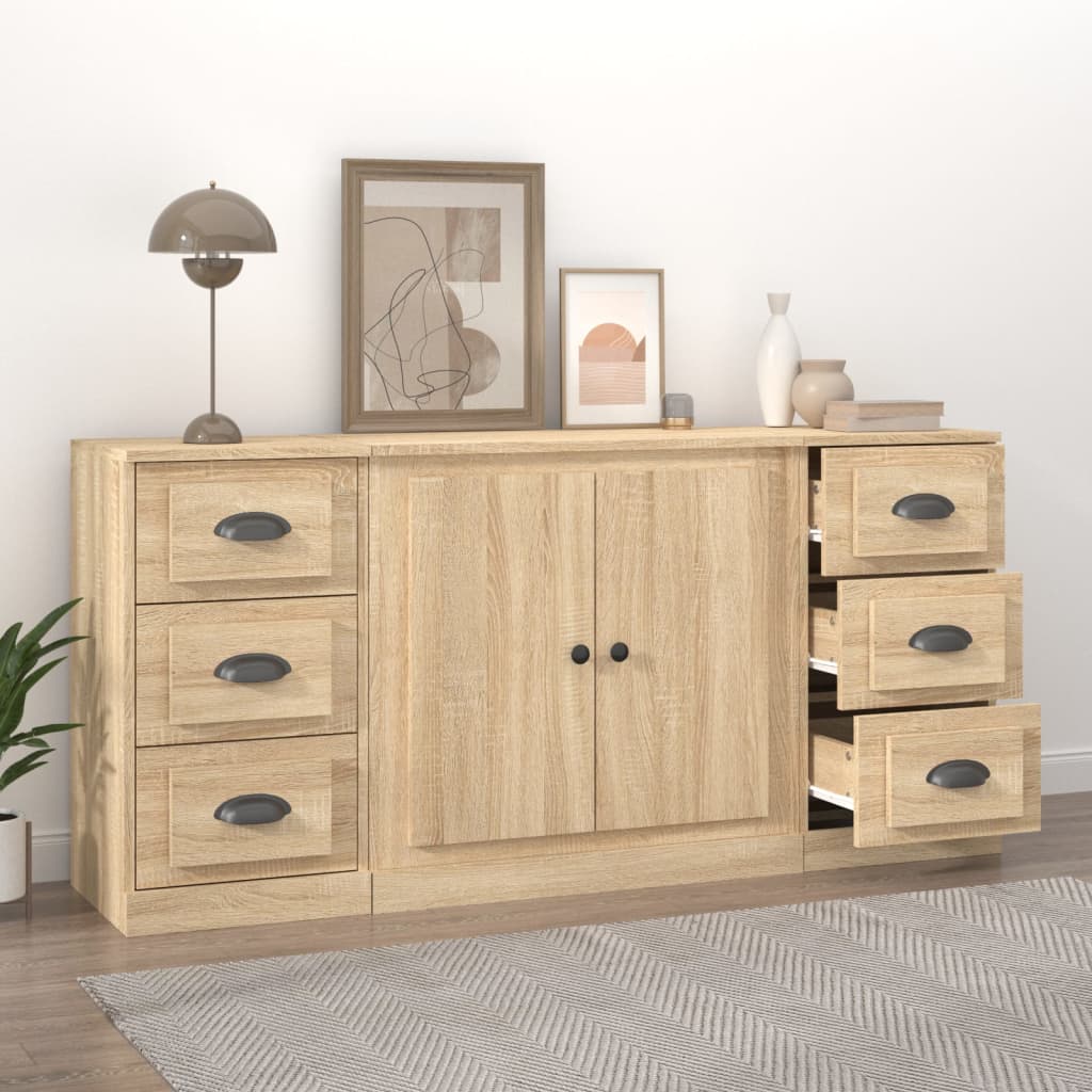 Sideboards 3 pcs Sonoma Oak Engineered Wood