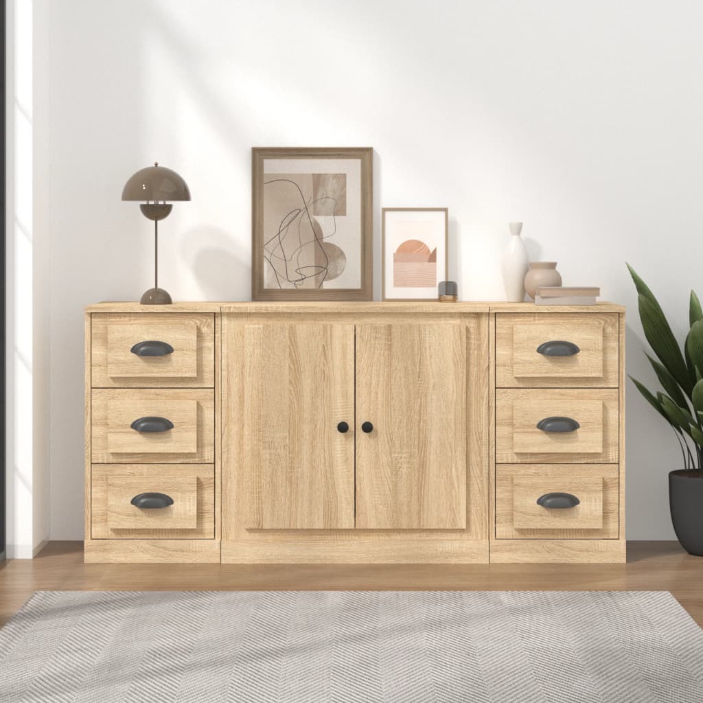 Sideboards 3 pcs Sonoma Oak Engineered Wood