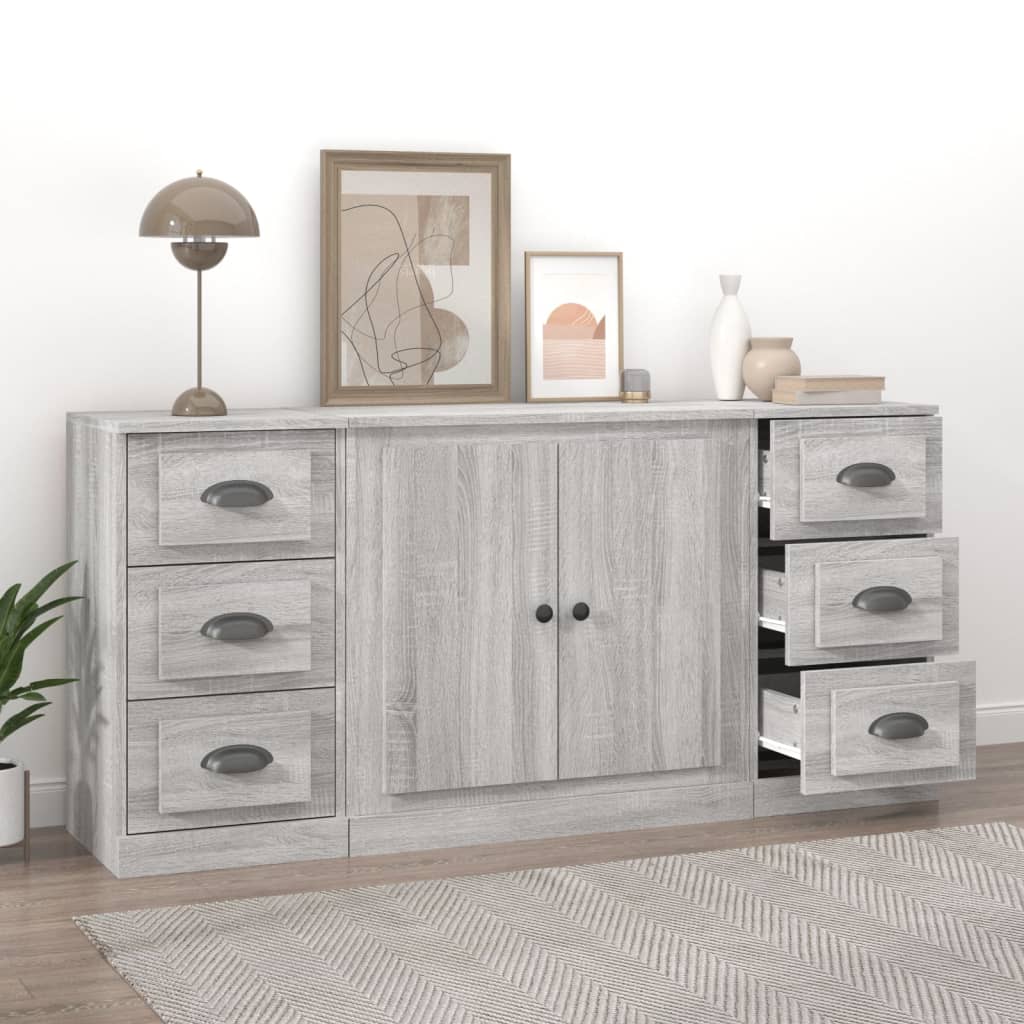 Sideboards 3 pcs Grey Sonoma Engineered Wood