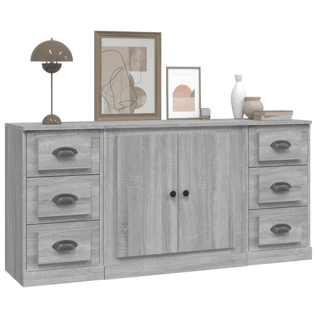 Sideboards 3 pcs Grey Sonoma Engineered Wood