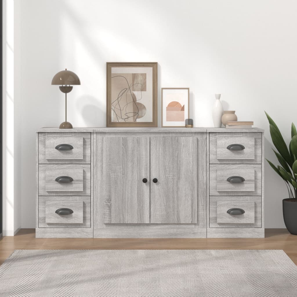 Sideboards 3 pcs Grey Sonoma Engineered Wood