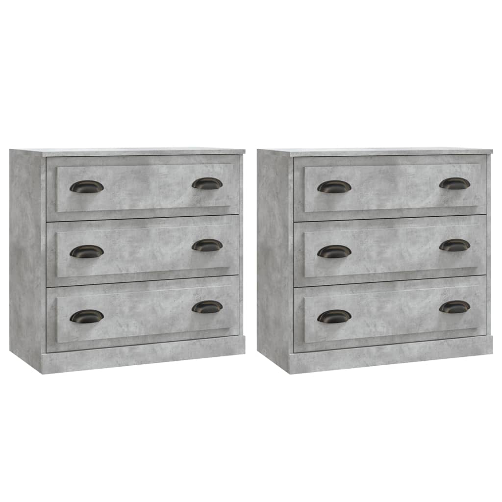 Sideboards 2 pcs Concrete Grey Engineered Wood