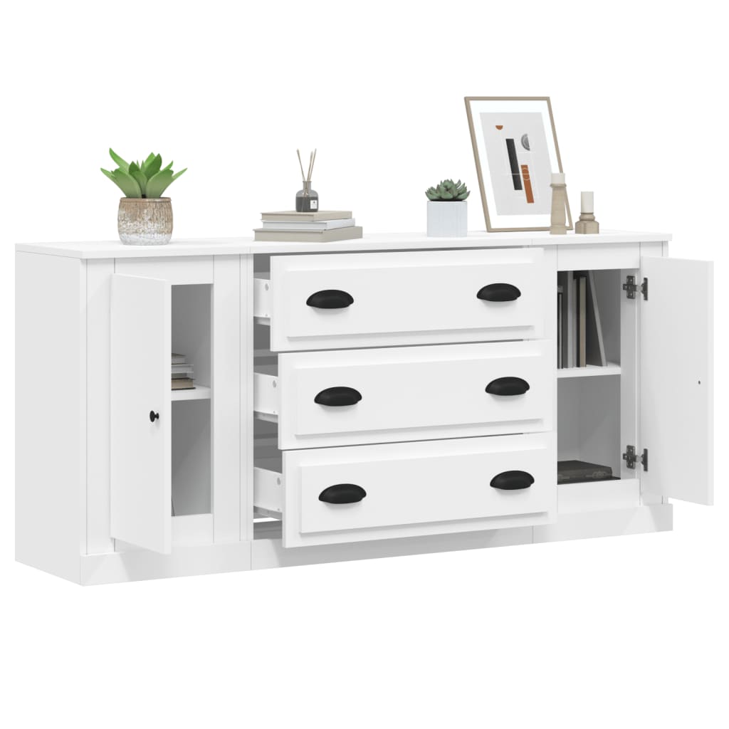 Sideboards 3 pcs White Engineered Wood