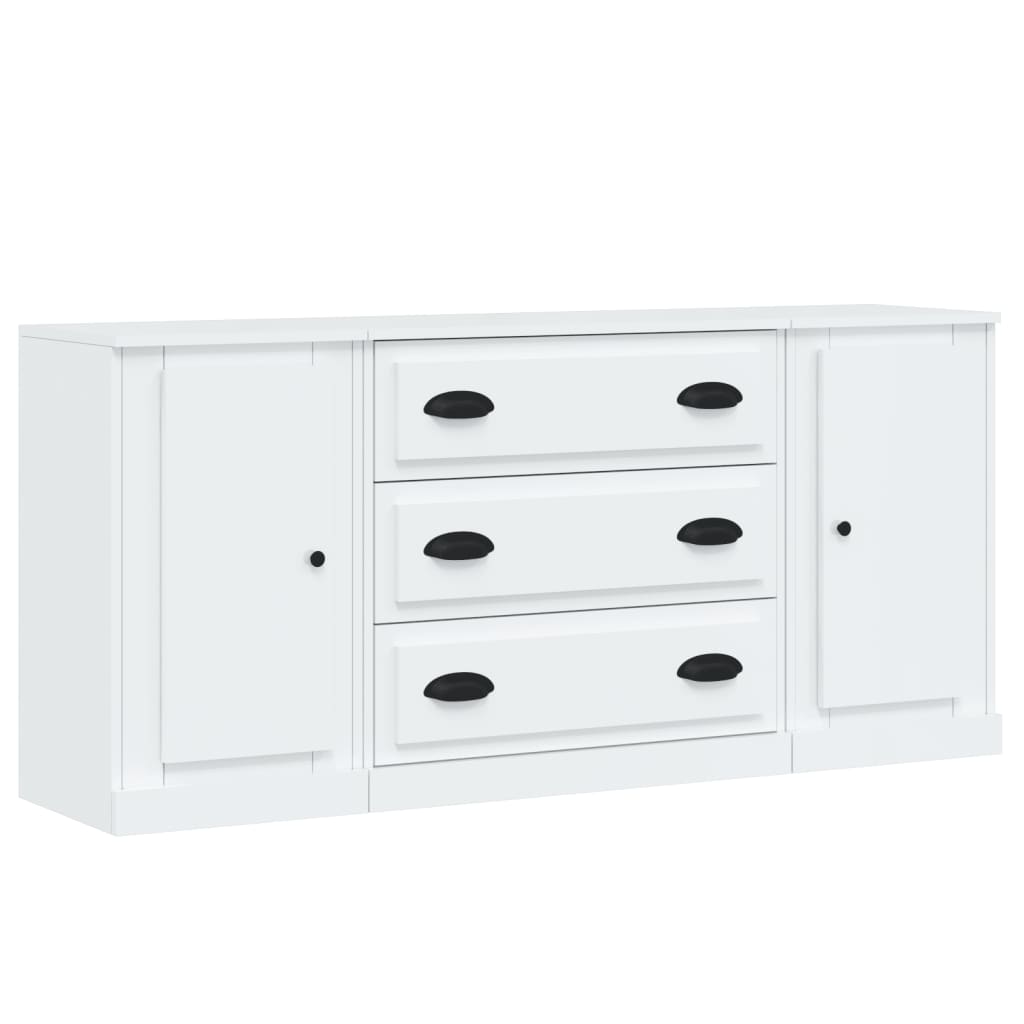 Sideboards 3 pcs High Gloss White Engineered Wood