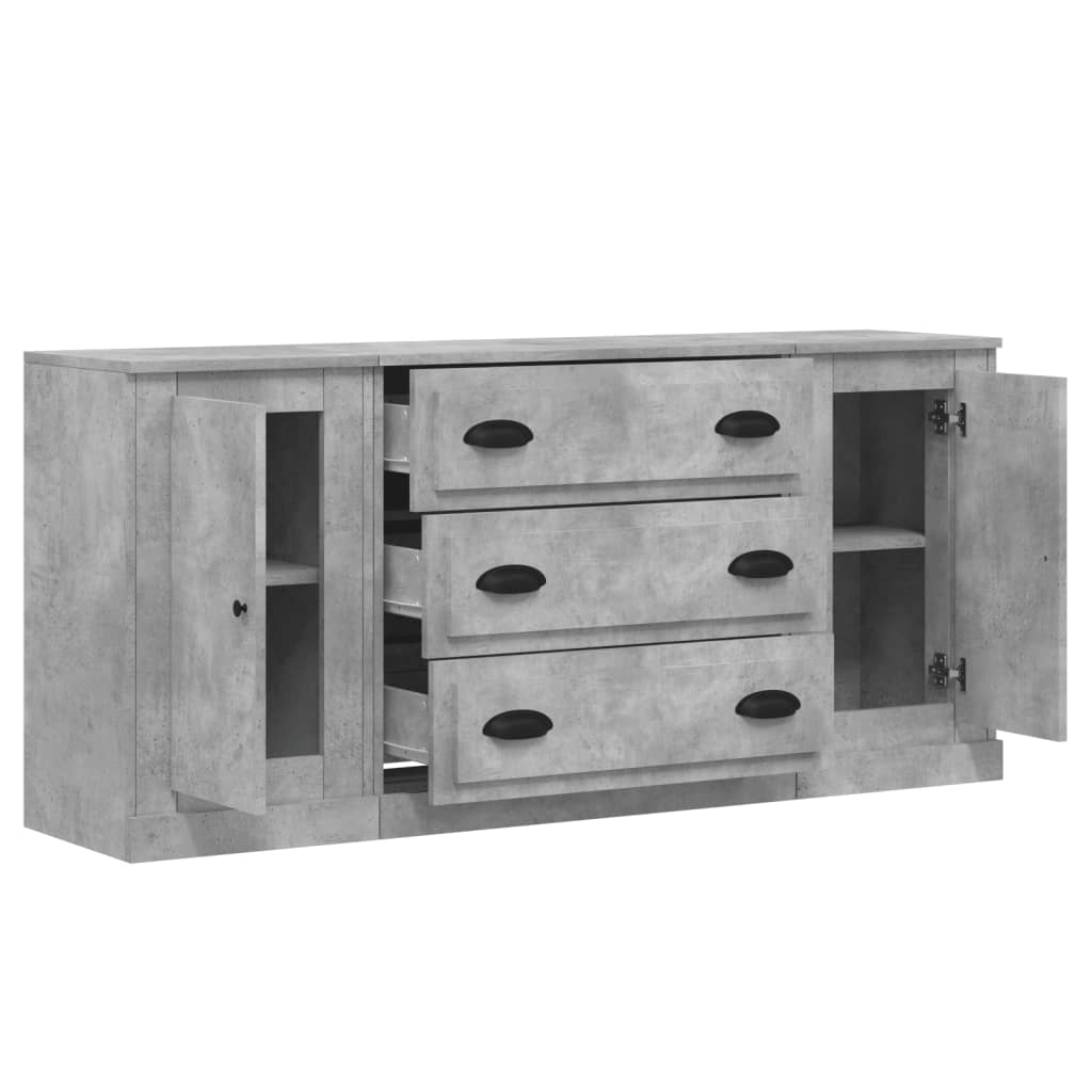 Sideboards 3 pcs Concrete Grey Engineered Wood