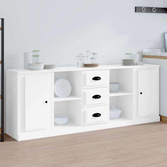 Sideboards 3 pcs White Engineered Wood