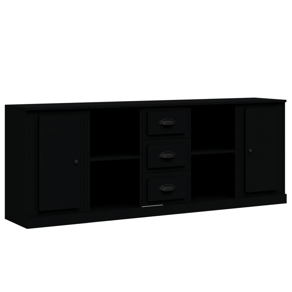 Sideboards 3 pcs Black Engineered Wood