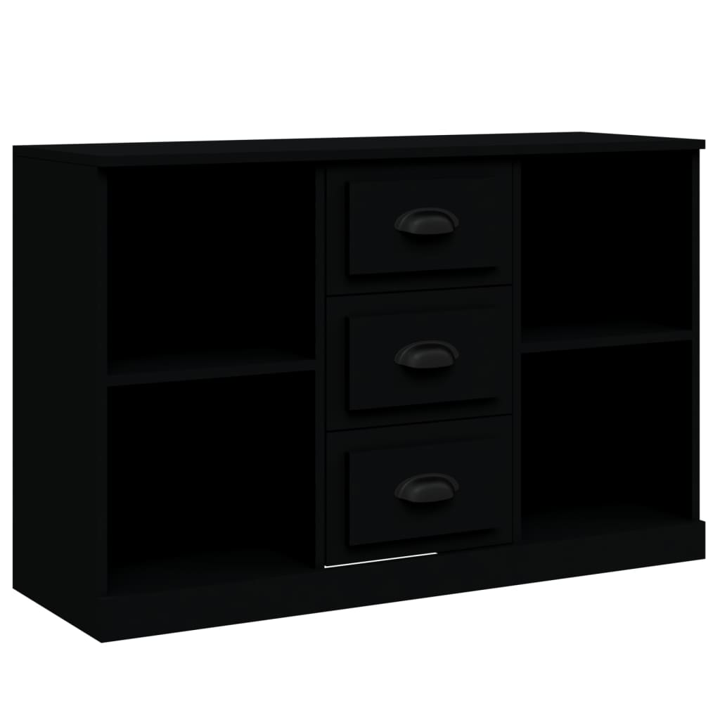 Sideboards 3 pcs Black Engineered Wood