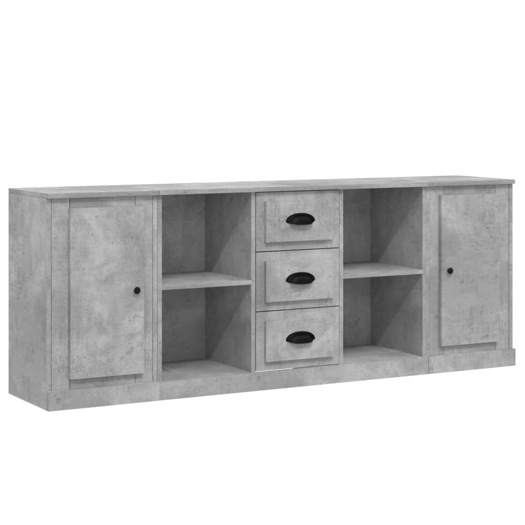 Sideboards 3 pcs Concrete Grey Engineered Wood