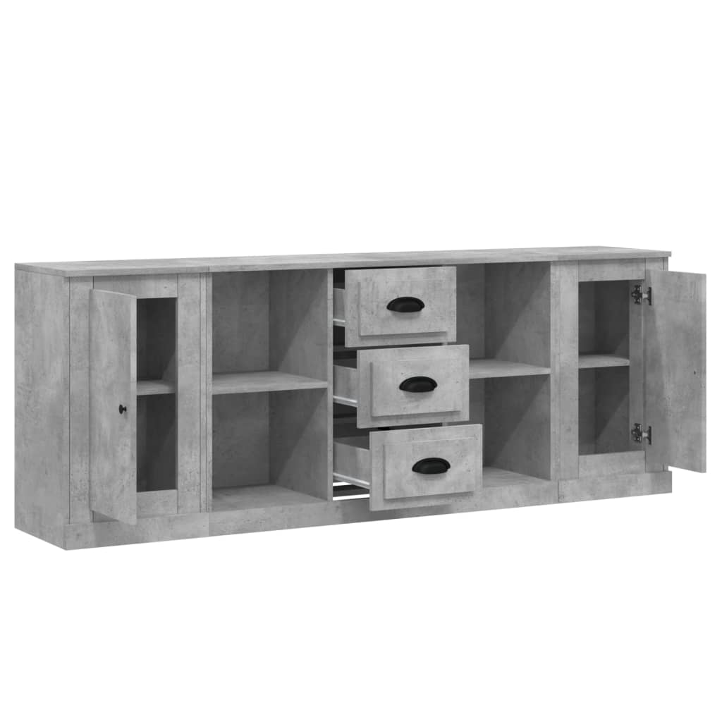 Sideboards 3 pcs Concrete Grey Engineered Wood