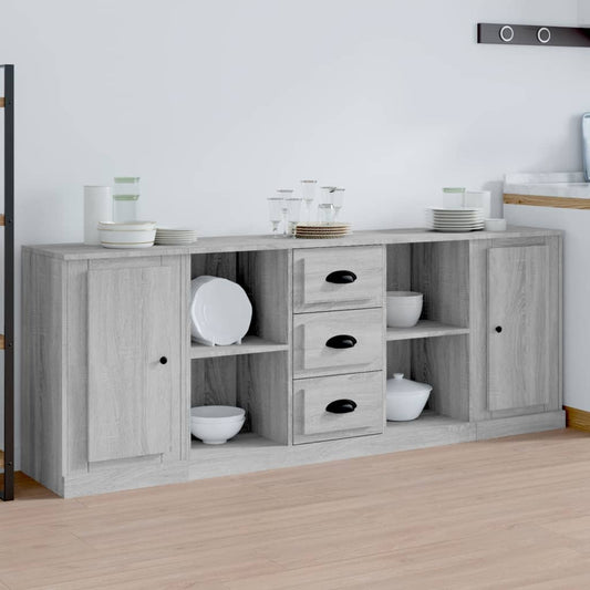 Sideboards 3 pcs Grey Sonoma Engineered Wood