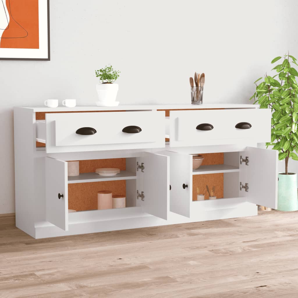 Sideboards 2 pcs White Engineered Wood