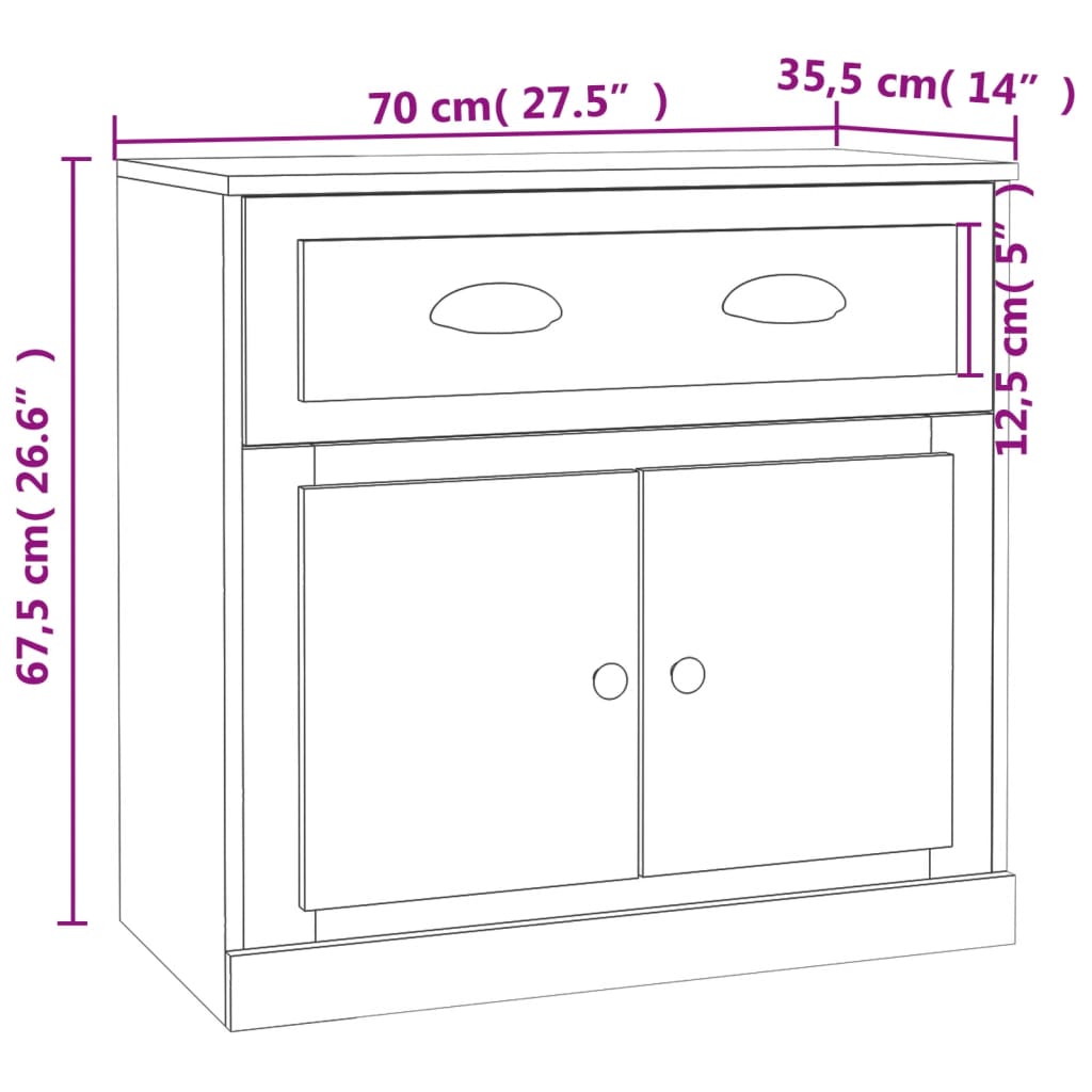 Sideboards 2 pcs White Engineered Wood