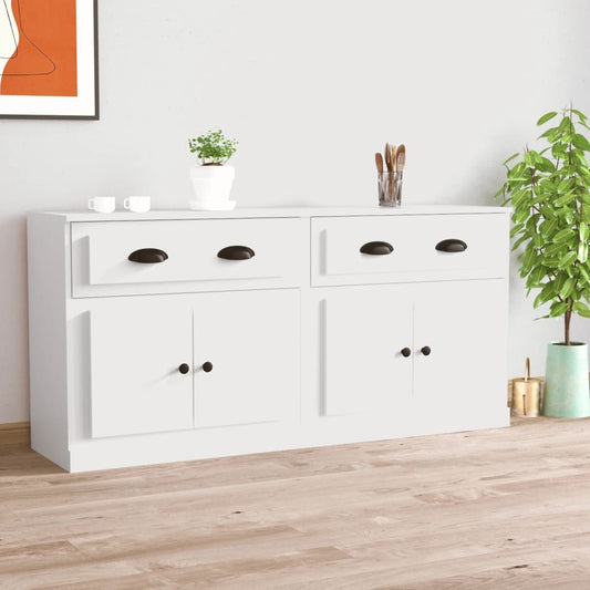 Sideboards 2 pcs White Engineered Wood