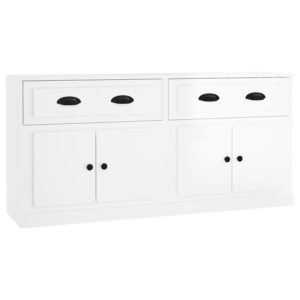 Sideboards 2 pcs High Gloss White Engineered Wood