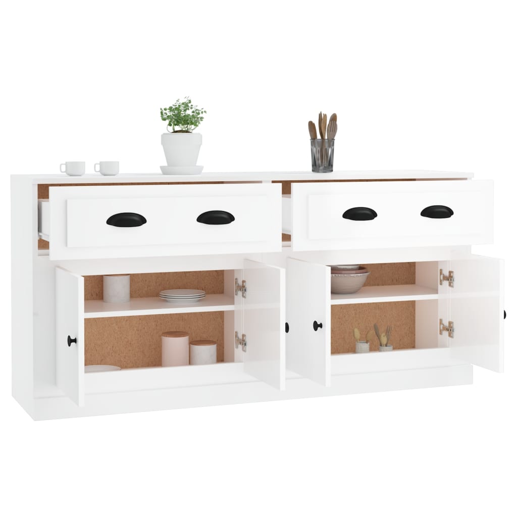 Sideboards 2 pcs High Gloss White Engineered Wood