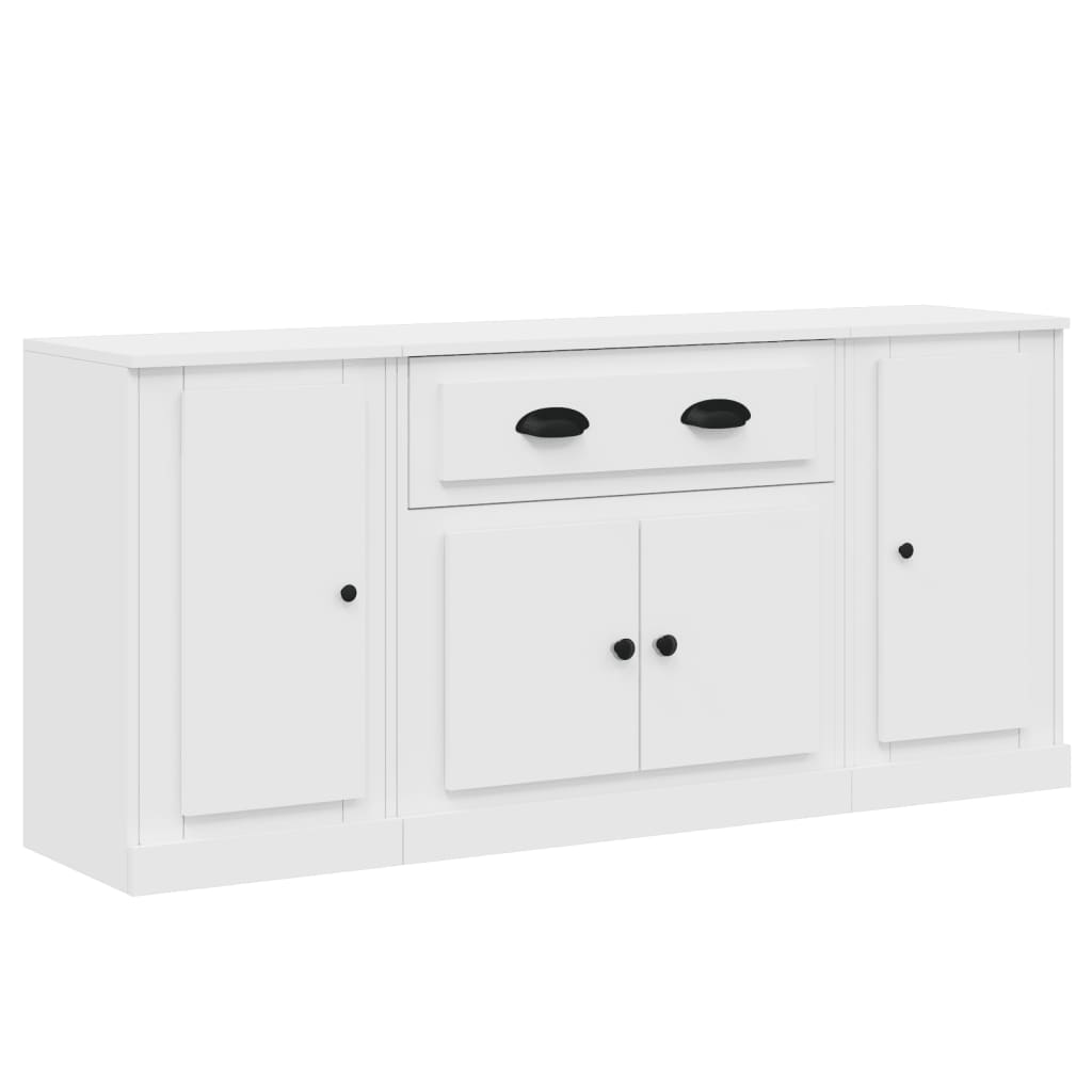 Sideboards 3 pcs White Engineered Wood