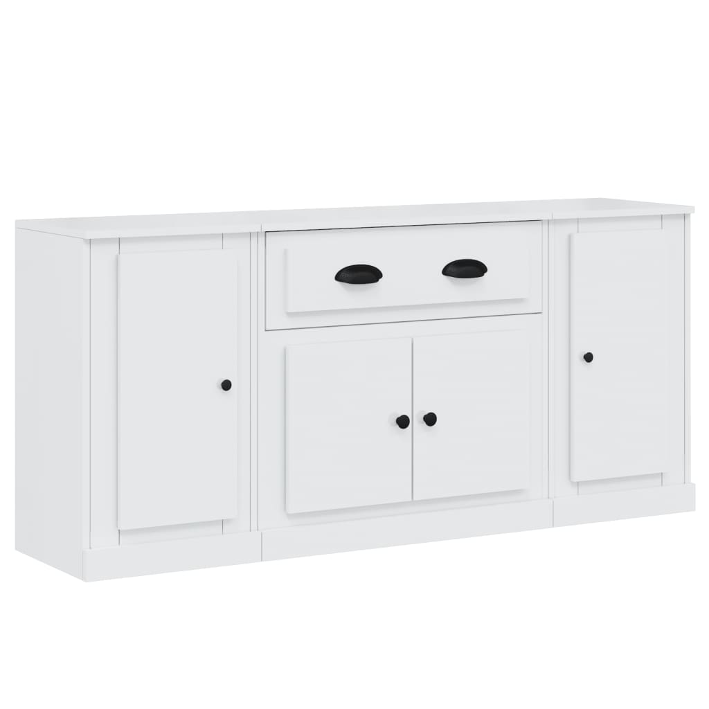 Sideboards 3 pcs High Gloss White Engineered Wood