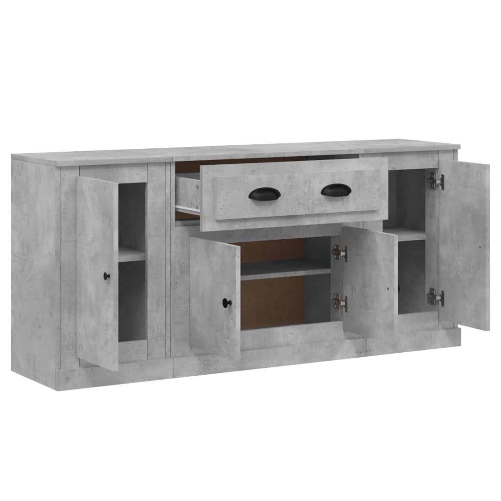 Sideboards 3 pcs Concrete Grey Engineered Wood