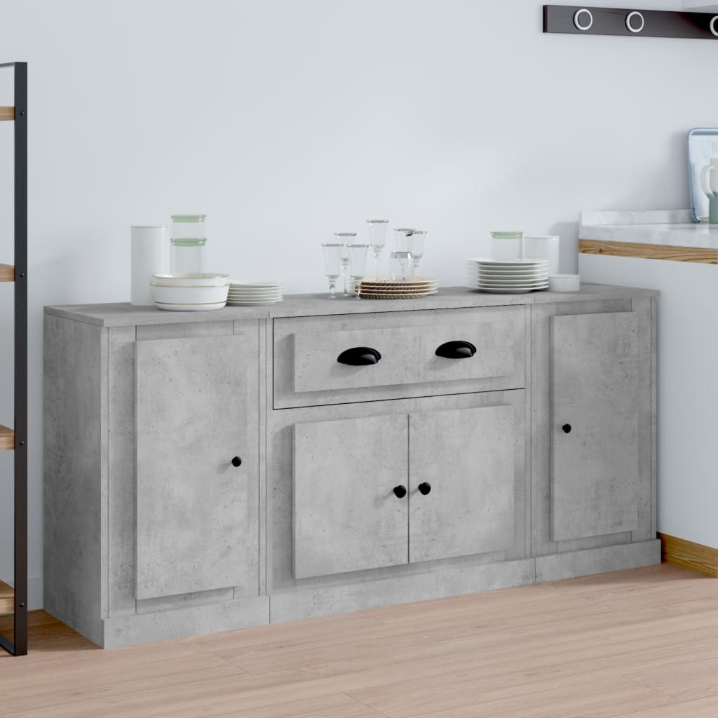 Sideboards 3 pcs Concrete Grey Engineered Wood