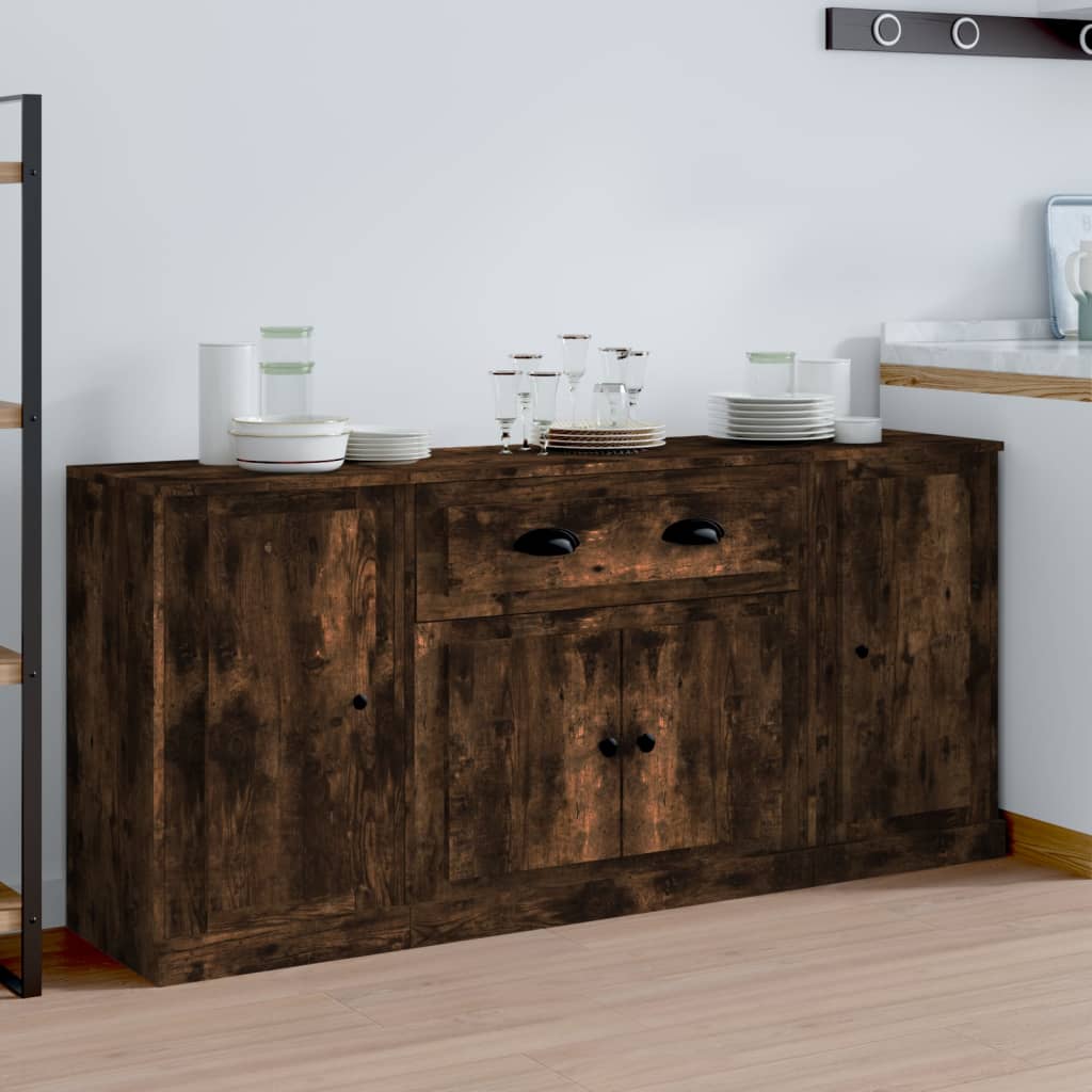 Sideboards 3 pcs Smoked Oak Engineered Wood