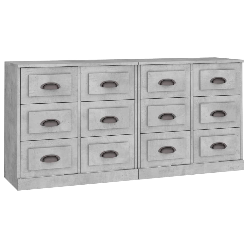 Sideboards 2 pcs Concrete Grey Engineered Wood