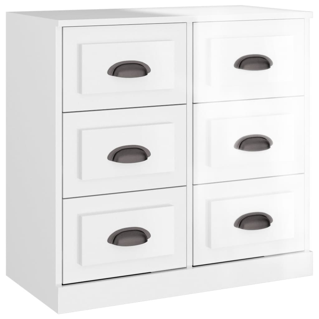 Sideboards 3 pcs High Gloss White Engineered Wood