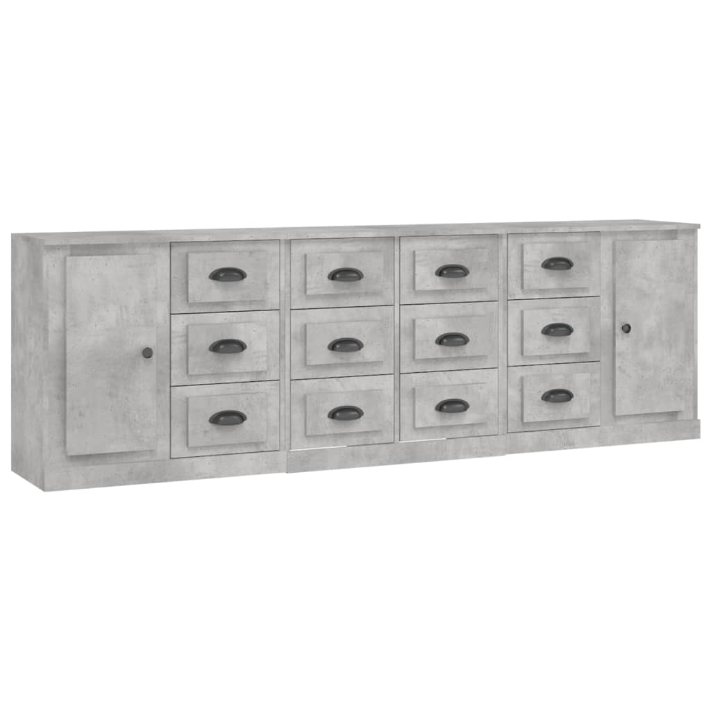 Sideboards 3 pcs Concrete Grey Engineered Wood