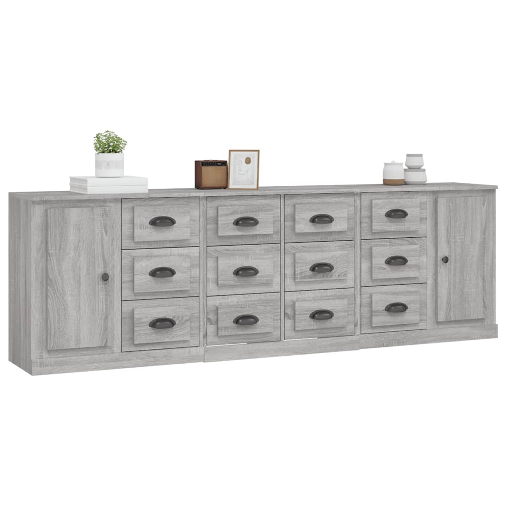 Sideboards 3 pcs Grey Sonoma Engineered Wood